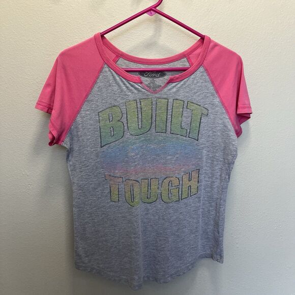 Ford | Built Tough Rainbow Graphic Tee Henley Juniors Large 11/13 Short Sleeve - Picture 2 of 4